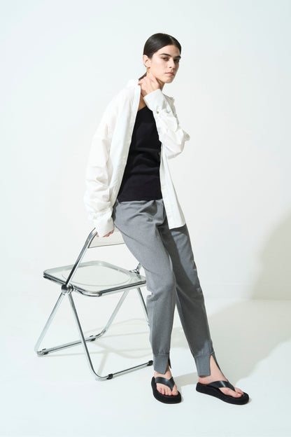 STAND-UP COLLAR OVER SHIRT - WHITE