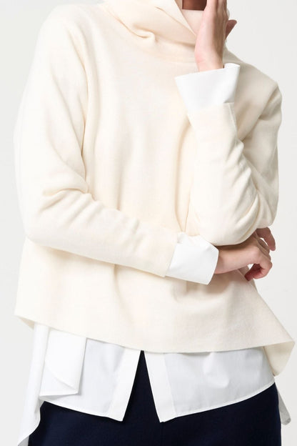STAND-UP COLLAR OVER SHIRT - WHITE