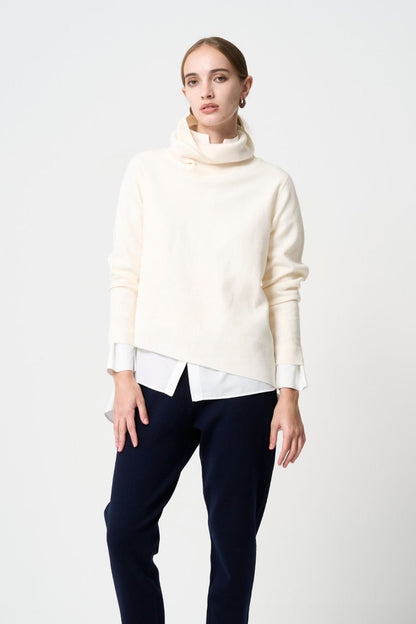 STAND-UP COLLAR OVER SHIRT - WHITE