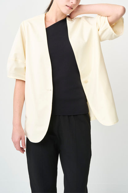 Short Sleeves Cubic Jacket - WHITE