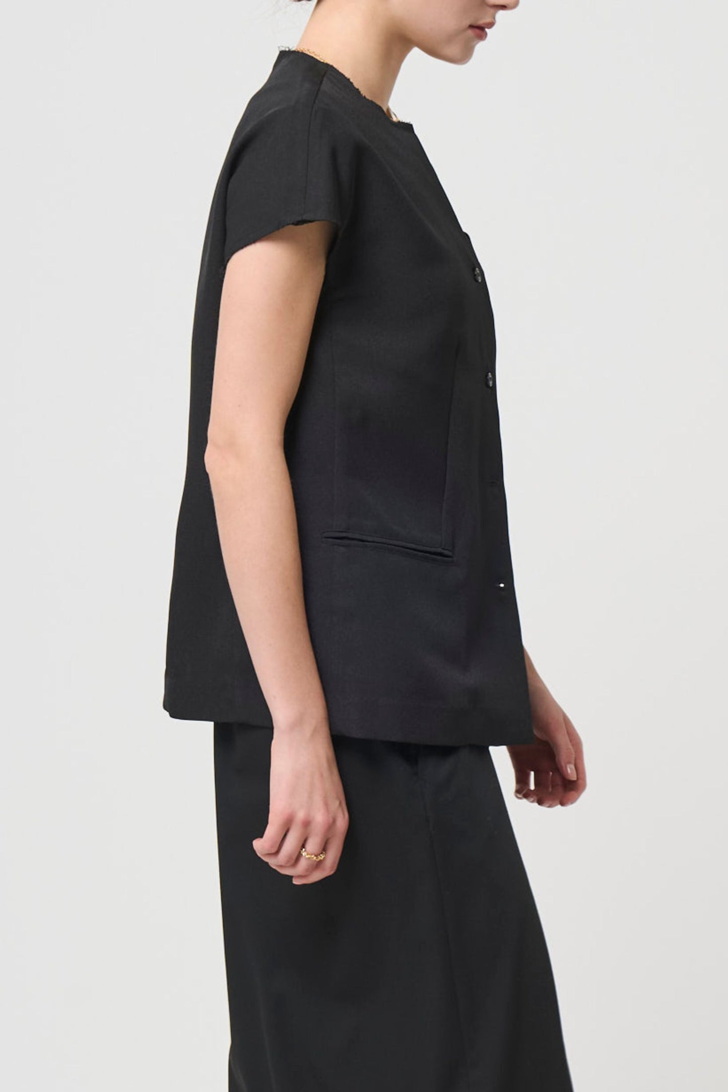 Short Sleeves Shirts Jacket - BLACK