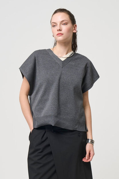 2way Spring Knit Poncho - GRAY