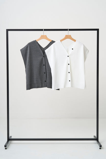 2way Spring Knit Poncho - WHITE