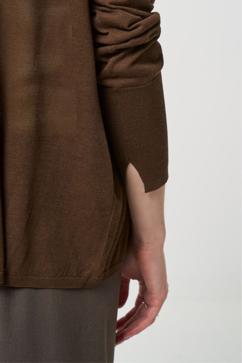 Breathable Cotton Cardigan - BROWN