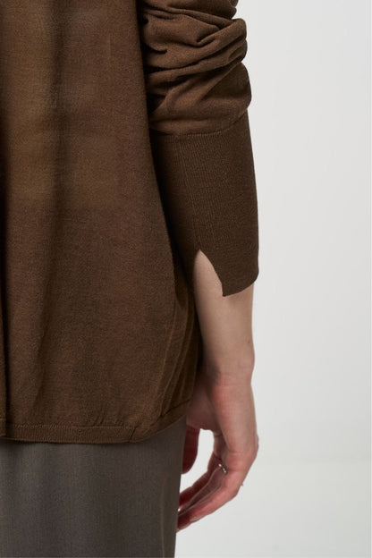 Breathable Cotton Cardigan - BROWN