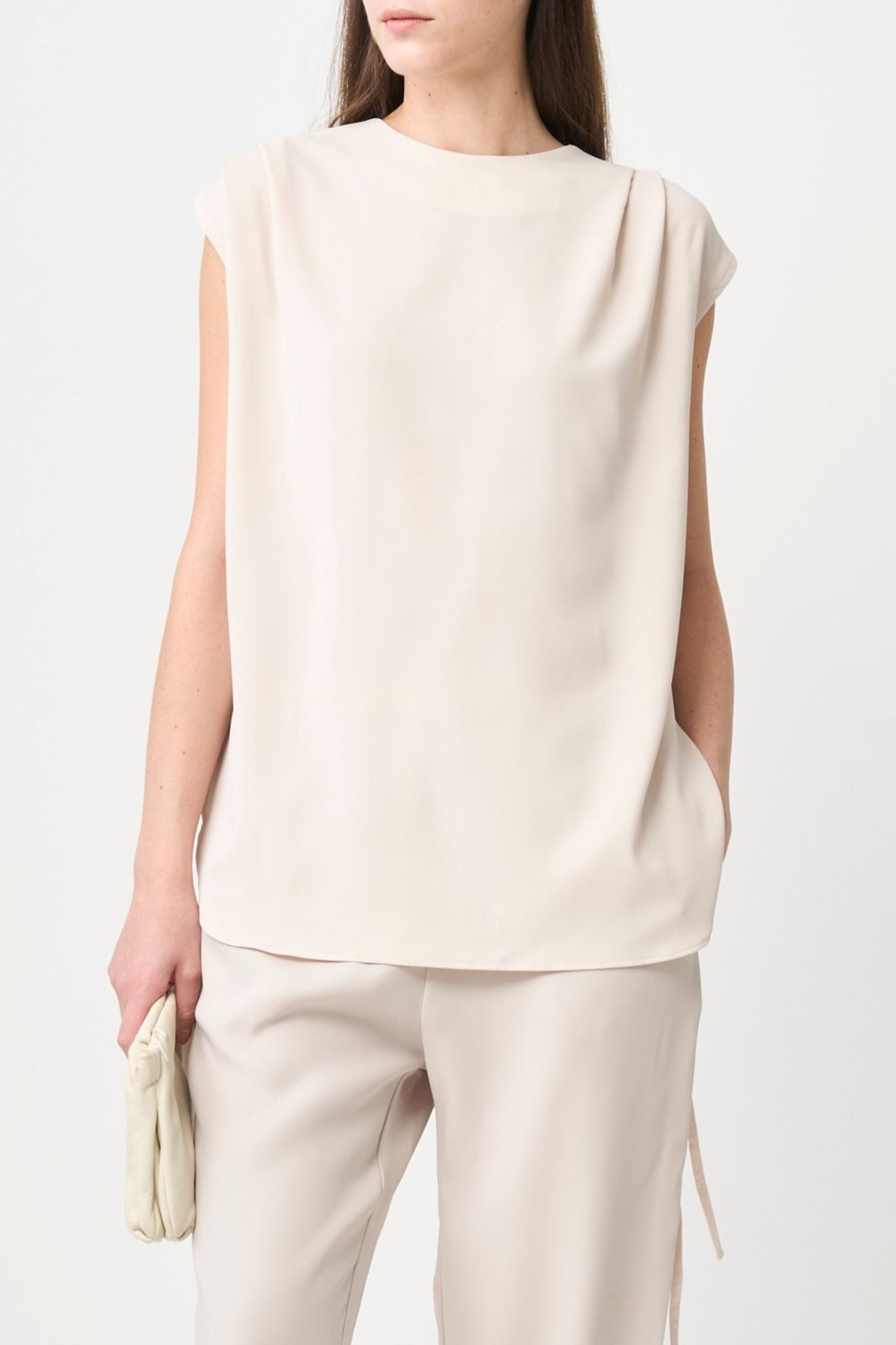 Shoulder Gather Pullover - ECRU
