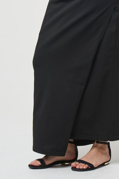 Smooth Gather Knit Skirt - BLACK