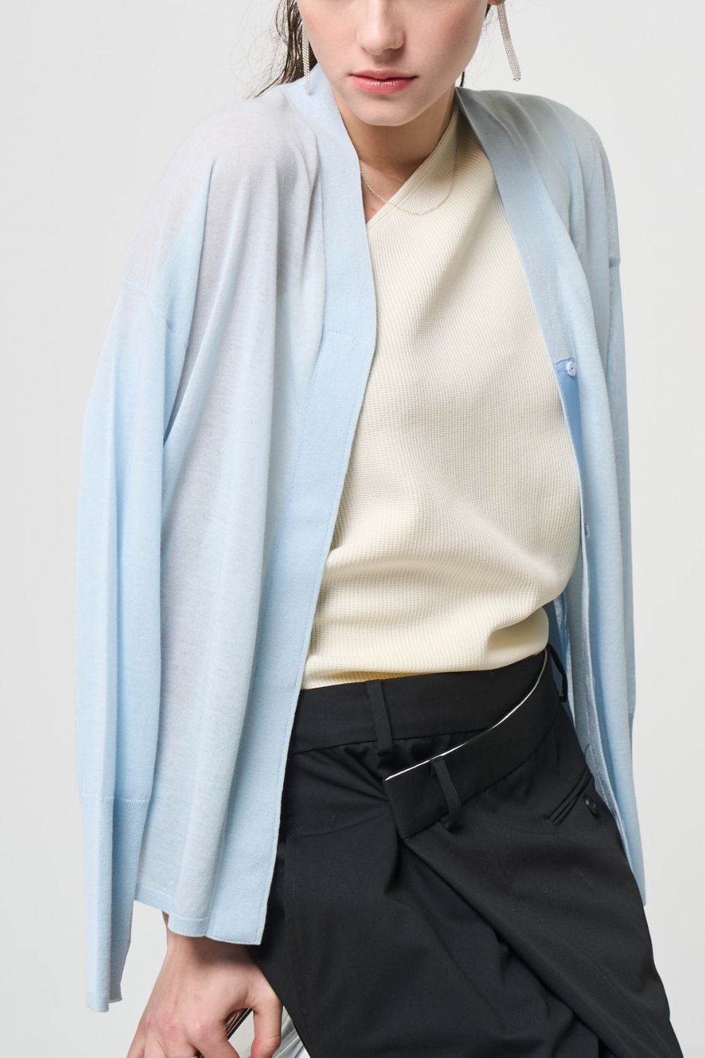 Breathable Cotton Cardigan - BLUE