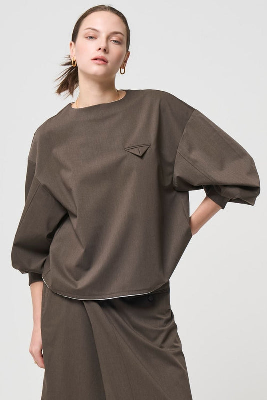Mannish Pocket Tops - BROWN