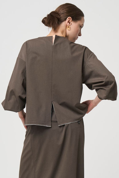 Mannish Pocket Tops - BROWN