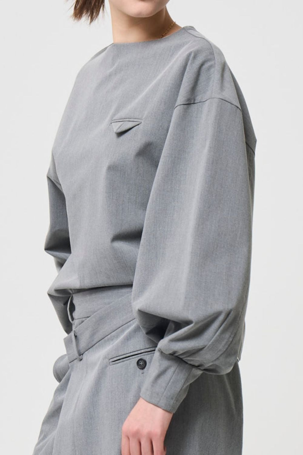 Mannish Pocket Tops - GRAY