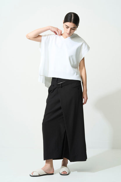 2way Spring Knit Poncho - WHITE
