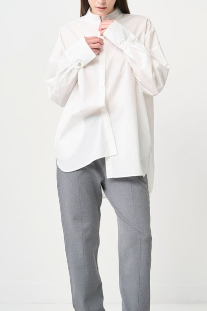 STAND-UP COLLAR OVER SHIRT - WHITE