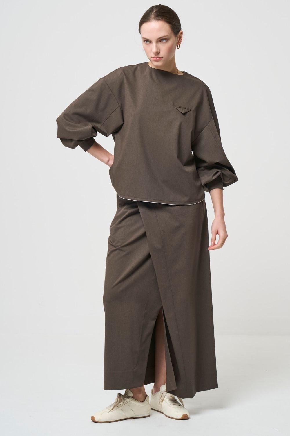 Mannish Pocket Tops - BROWN