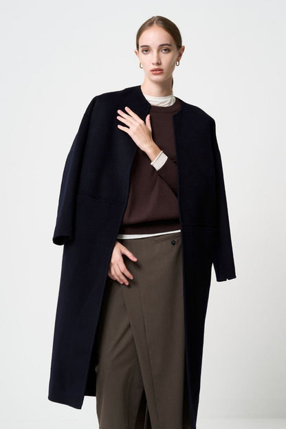 Wool River Tailored Coat - Dark Navy
