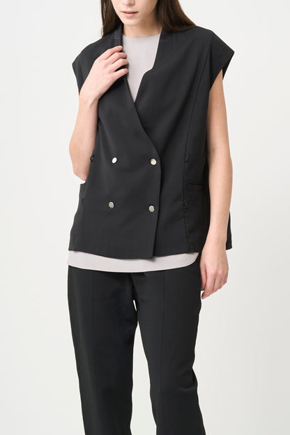 W Shape Gilet - BLACK