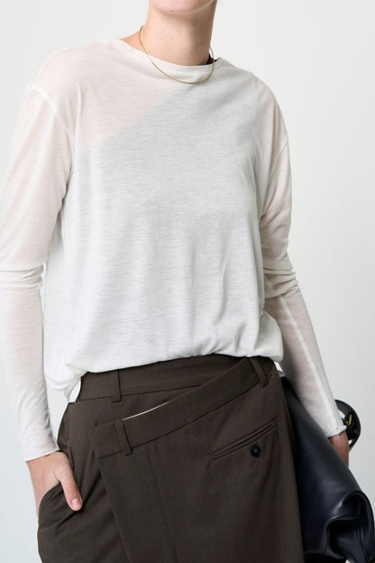 2way Sheer back open T-shirt - WHITE