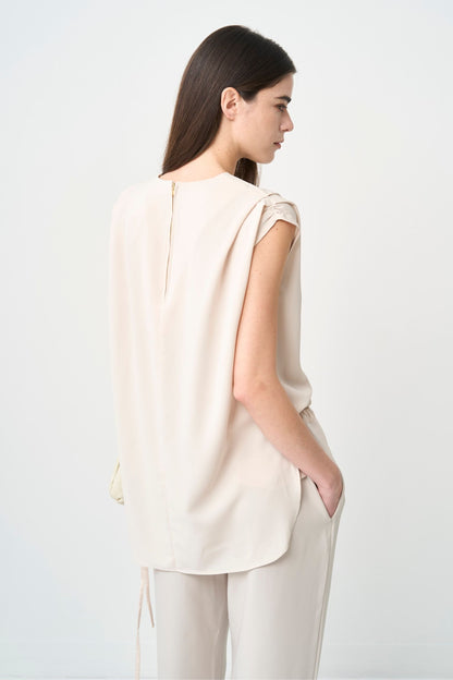 Shoulder Gather Pullover - ECRU