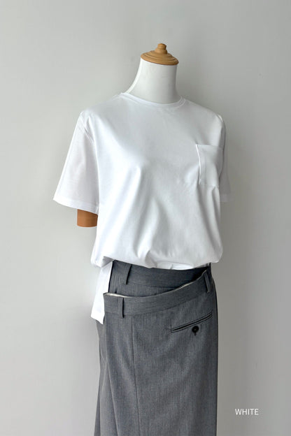 Minimal Pocket Silket T-shirts - BLACK・WHITE・DARK GRAY