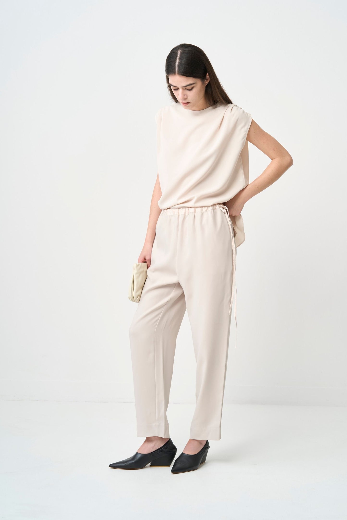 Shoulder Gather Pullover - ECRU