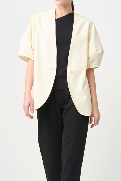 Short Sleeves Cubic Jacket - WHITE