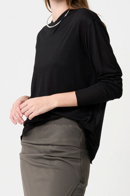 2way Sheer back open T-shirt - BLACK