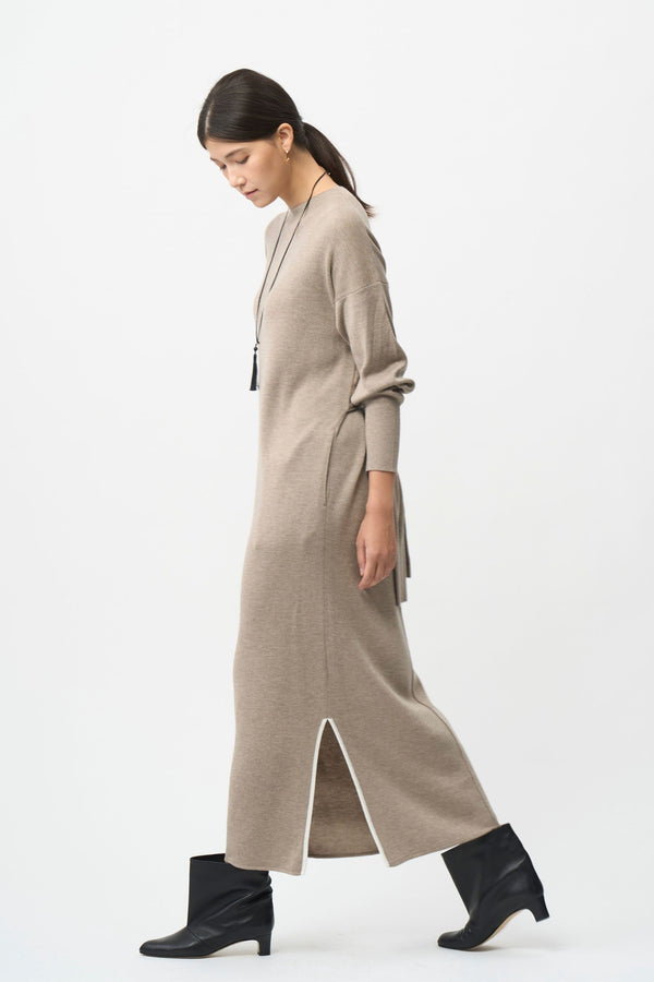 Double Sleeves Knit Dress - CAMEL / SHORT・LONG