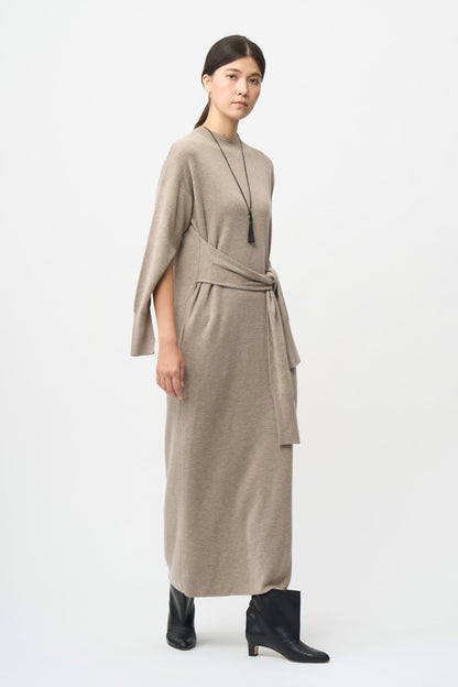 Double Sleeves Knit Dress - CAMEL / SHORT・LONG