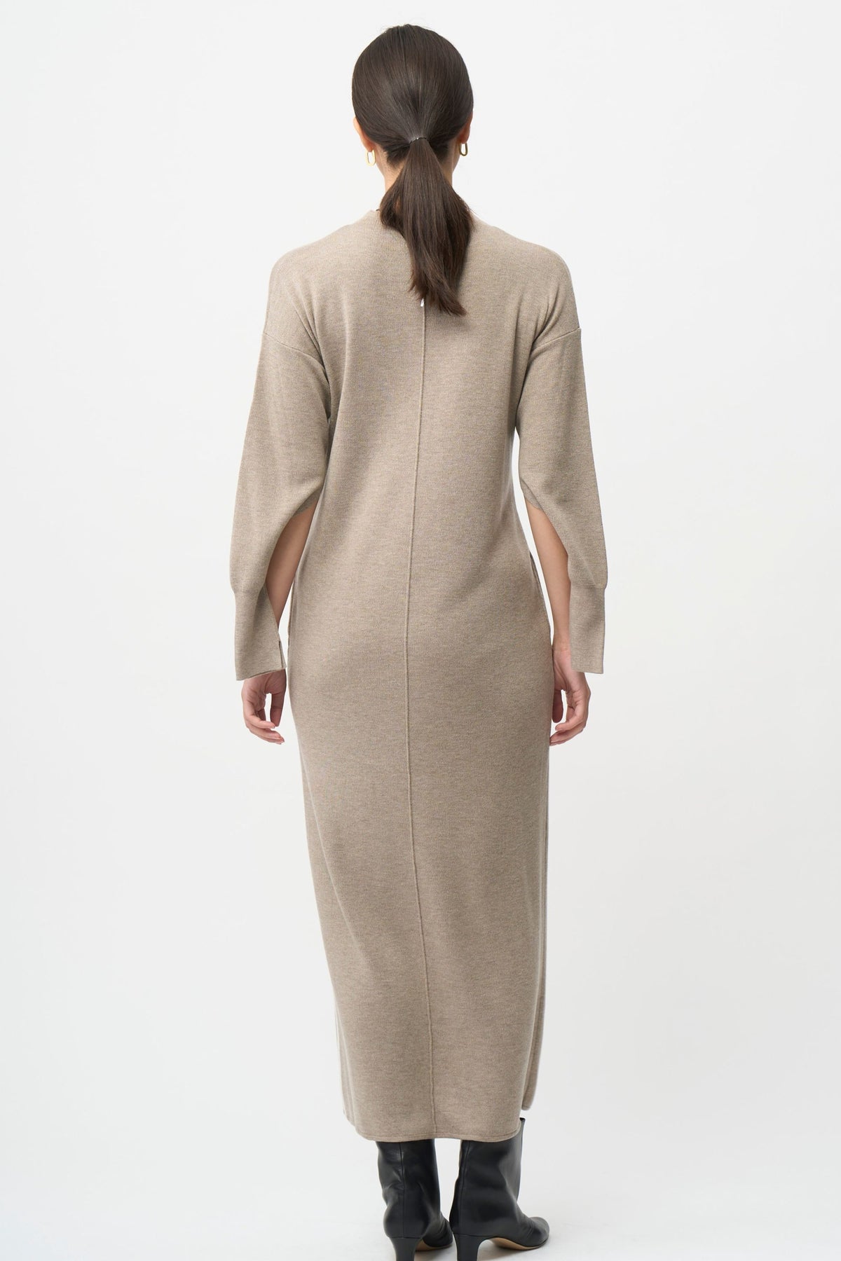 Double Sleeves Knit Dress - CAMEL / SHORT・LONG