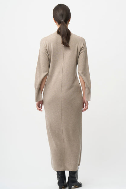 Double Sleeves Knit Dress - CAMEL / SHORT・LONG