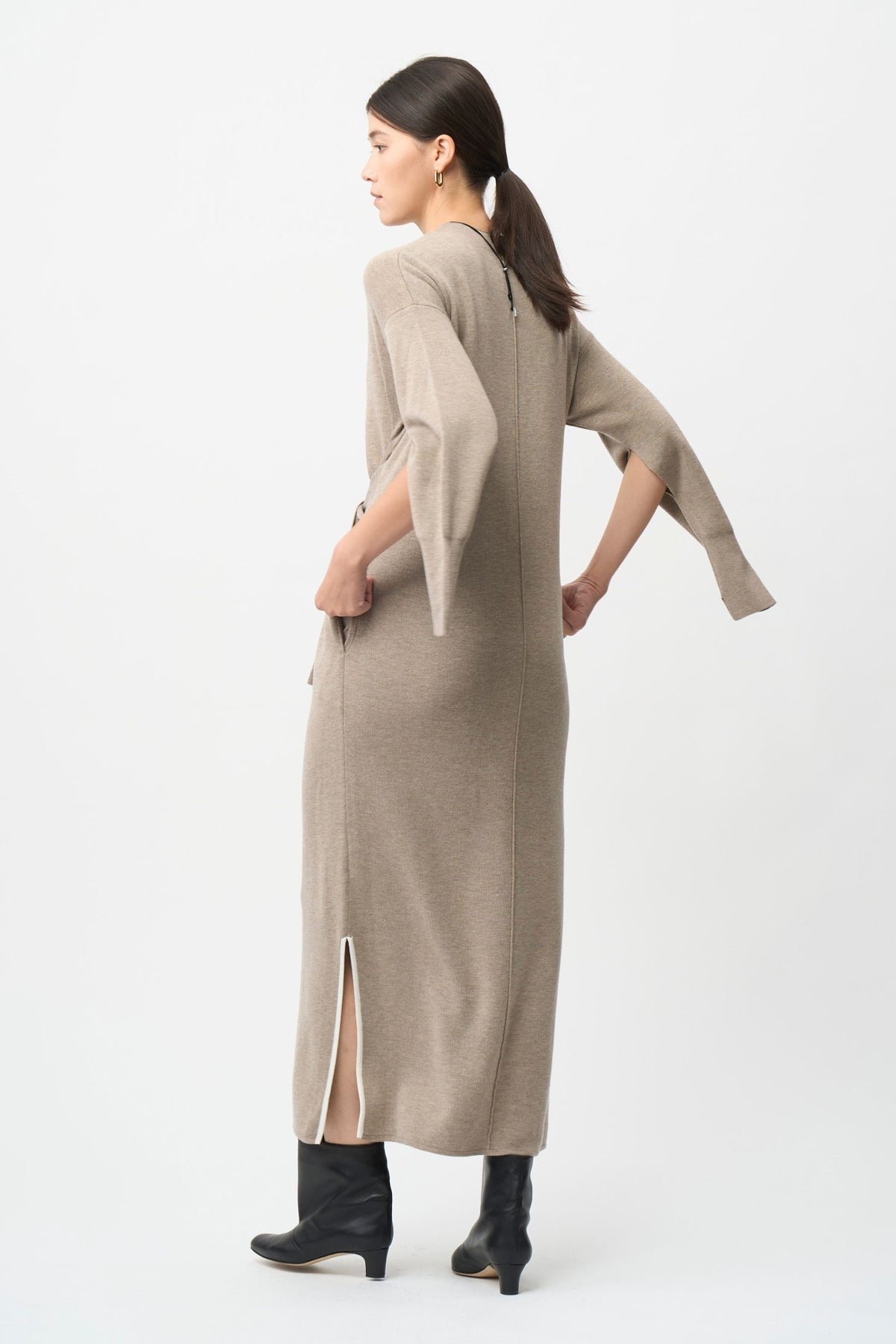 Double Sleeves Knit Dress - CAMEL / SHORT・LONG