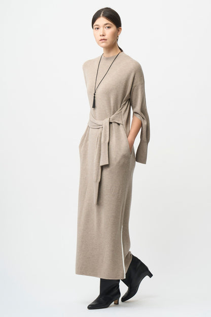 Double Sleeves Knit Dress - CAMEL / SHORT・LONG