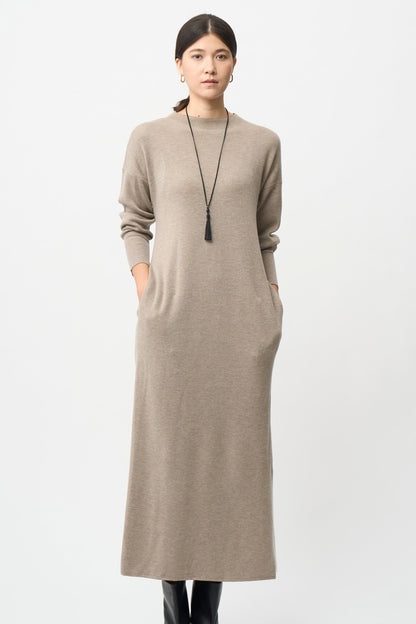 Double Sleeves Knit Dress - GRAY / SHORT・LONG