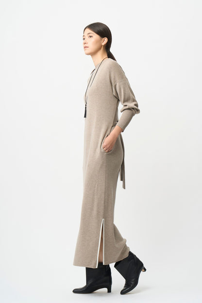 Double Sleeves Knit Dress - CAMEL / SHORT・LONG