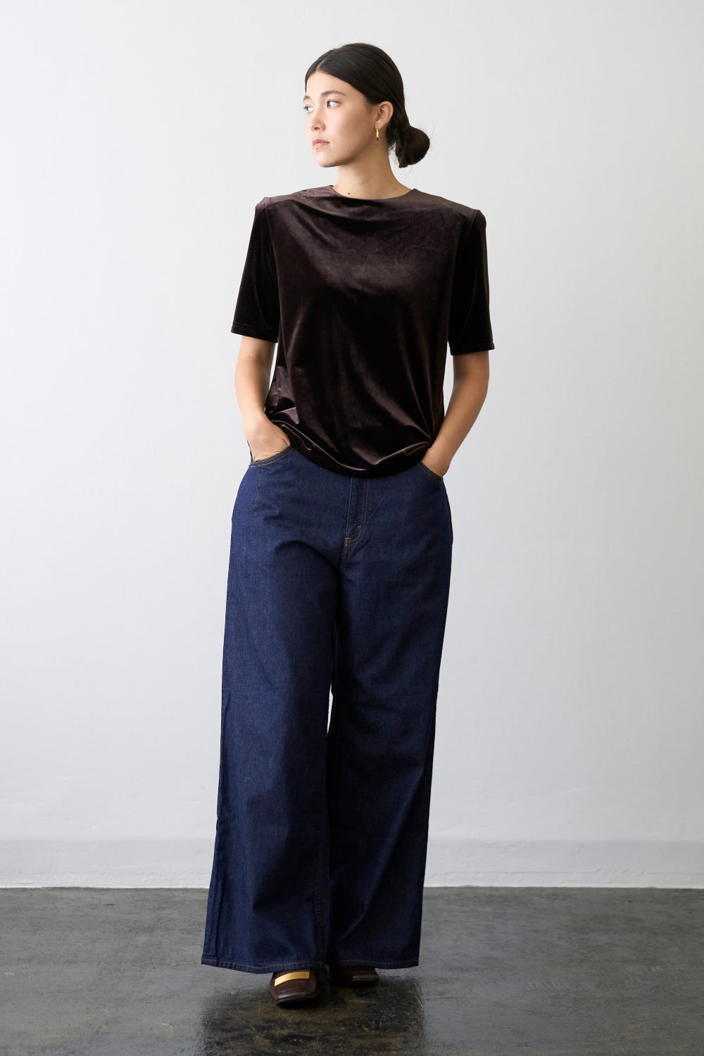 Dry Velour Boxy Tee - ESPRESSO