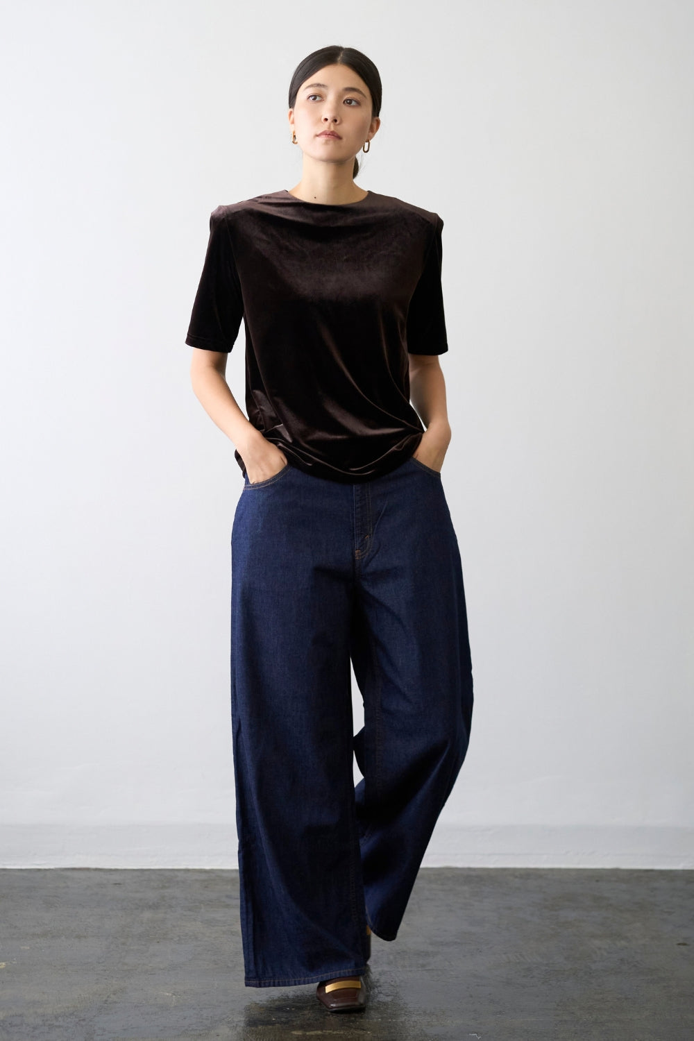 Dry Velour Boxy Tee - ESPRESSO