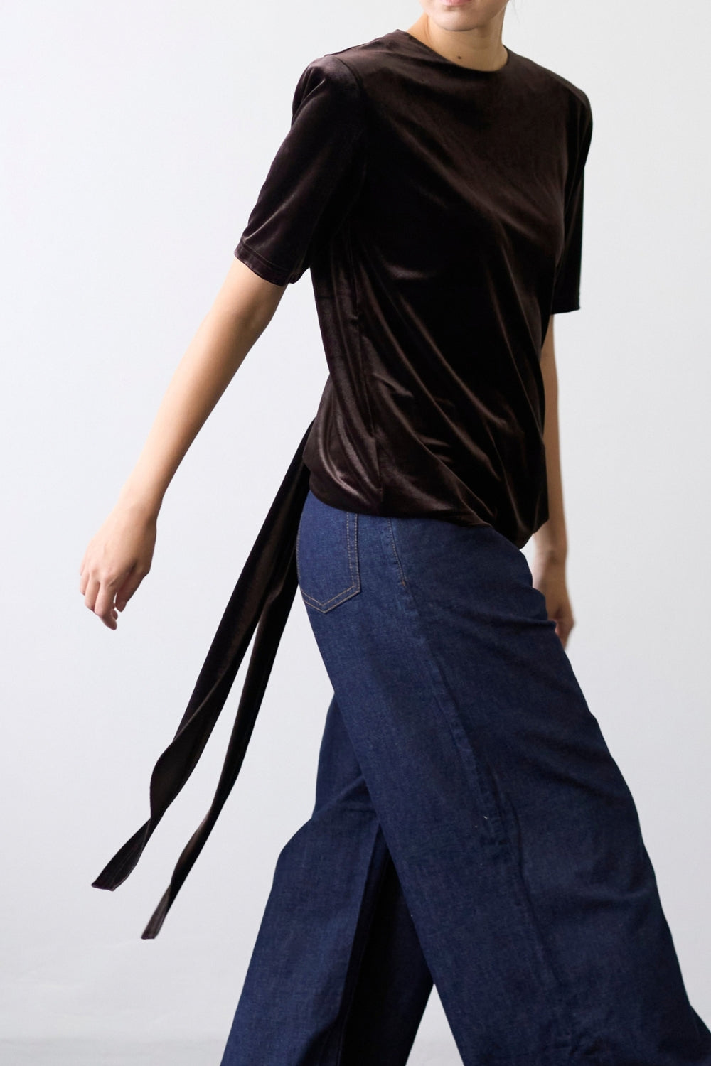 Dry Velour Boxy Tee - ESPRESSO