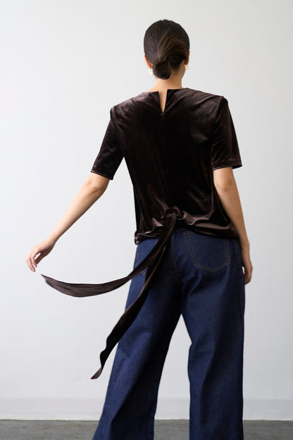 Dry Velour Boxy Tee - ESPRESSO