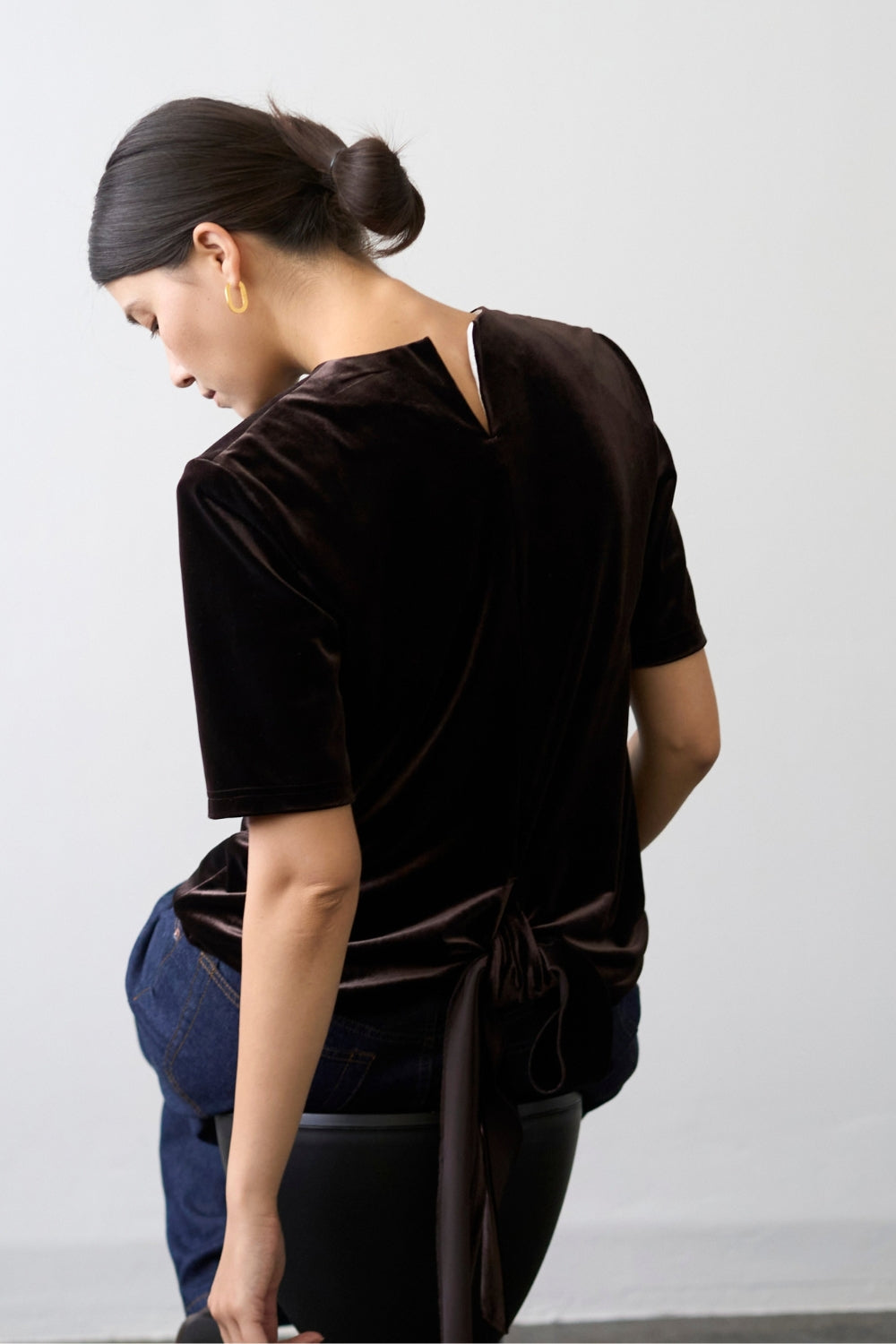 Dry Velour Boxy Tee - ESPRESSO