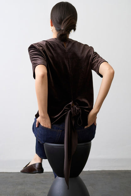 Dry Velour Boxy Tee - ESPRESSO