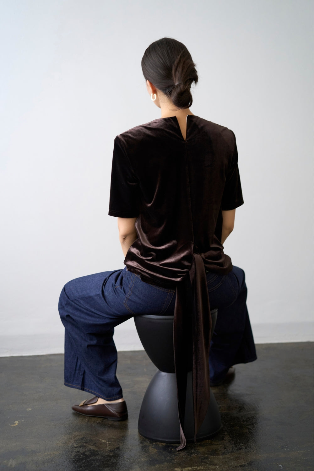 Dry Velour Boxy Tee - ESPRESSO