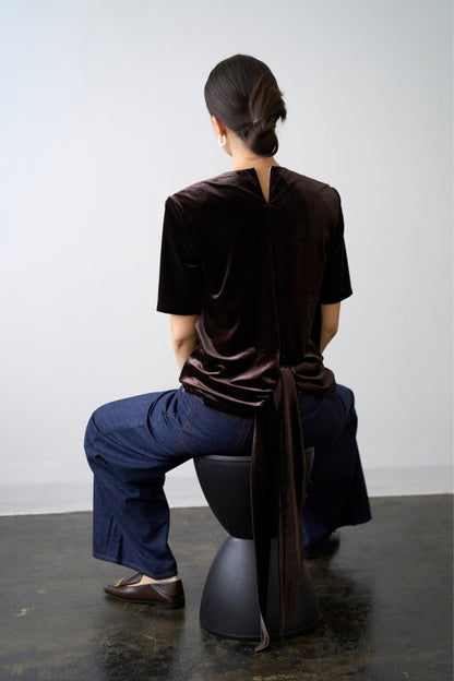 Dry Velour Boxy Tee - ESPRESSO