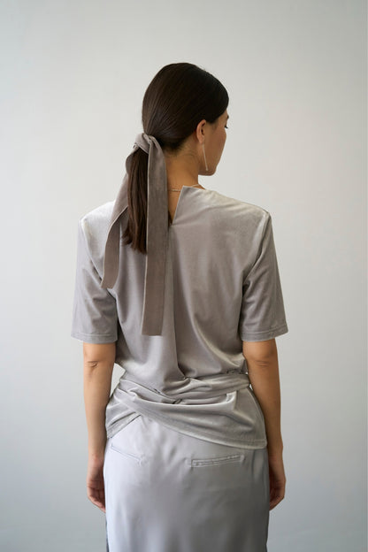 Dry Velour Boxy Tee - ICY SILVER