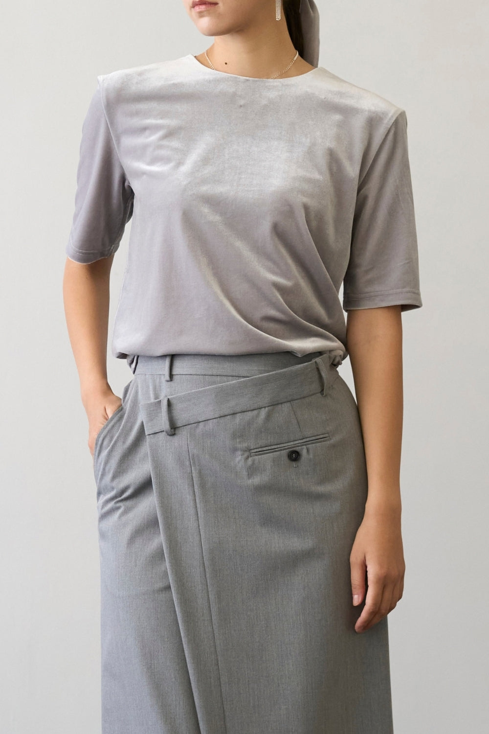 Dry Velour Boxy Tee - ICY SILVER
