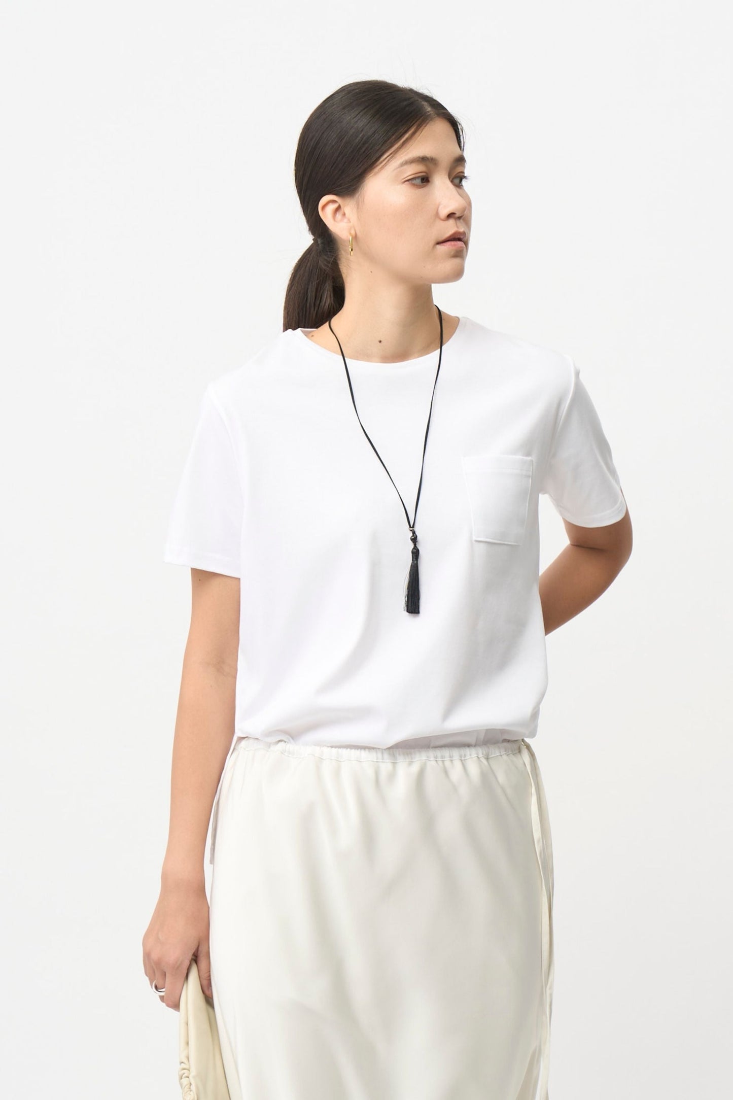 Minimal Pocket Silket T-shirts - BLACK・WHITE・DARK GRAY