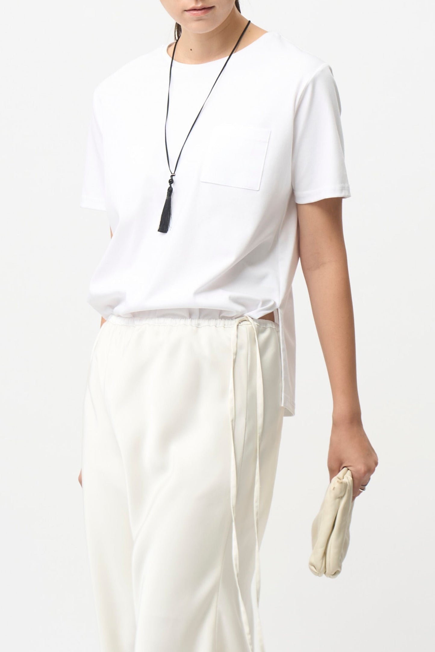 Minimal Pocket Silket T-shirts - BLACK・WHITE・DARK GRAY