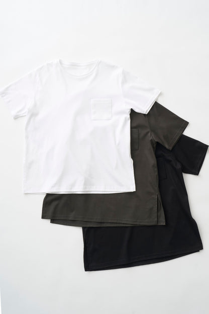 Minimal Pocket Silket T-shirts - BLACK・WHITE・DARK GRAY