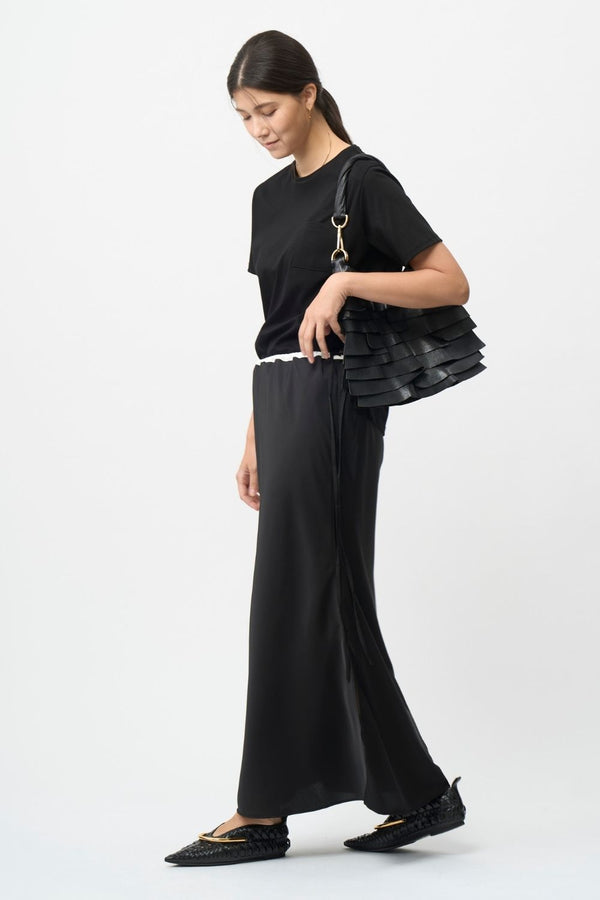 Satin Maxi Skirt - BLACK