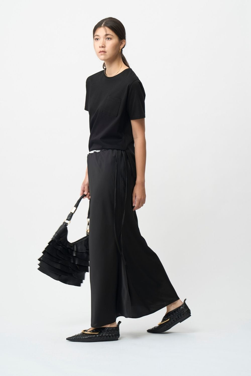 Satin Maxi Skirt - BLACK – seven dot