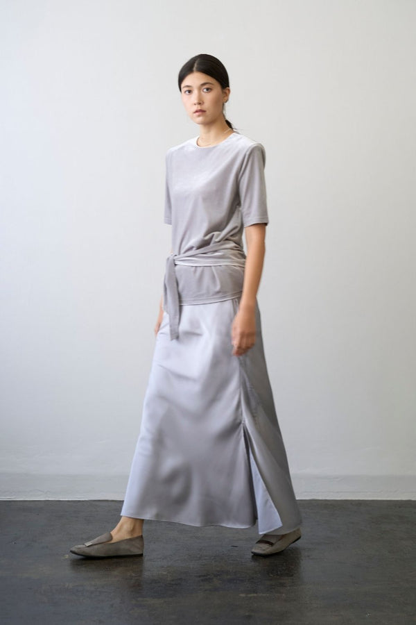 Satin Maxi Skirt - GRAY
